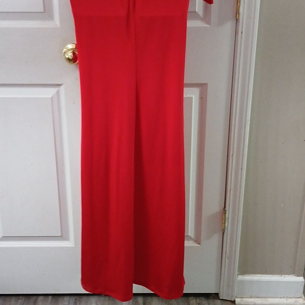 Super Star low cut high slit slink party holiday dress long sleeves Sz L NWOT - Picture 8 of 11